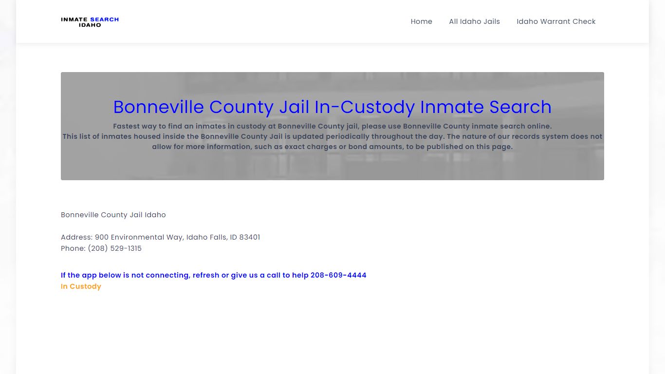 Bonneville County Jail Inmate Search Idaho